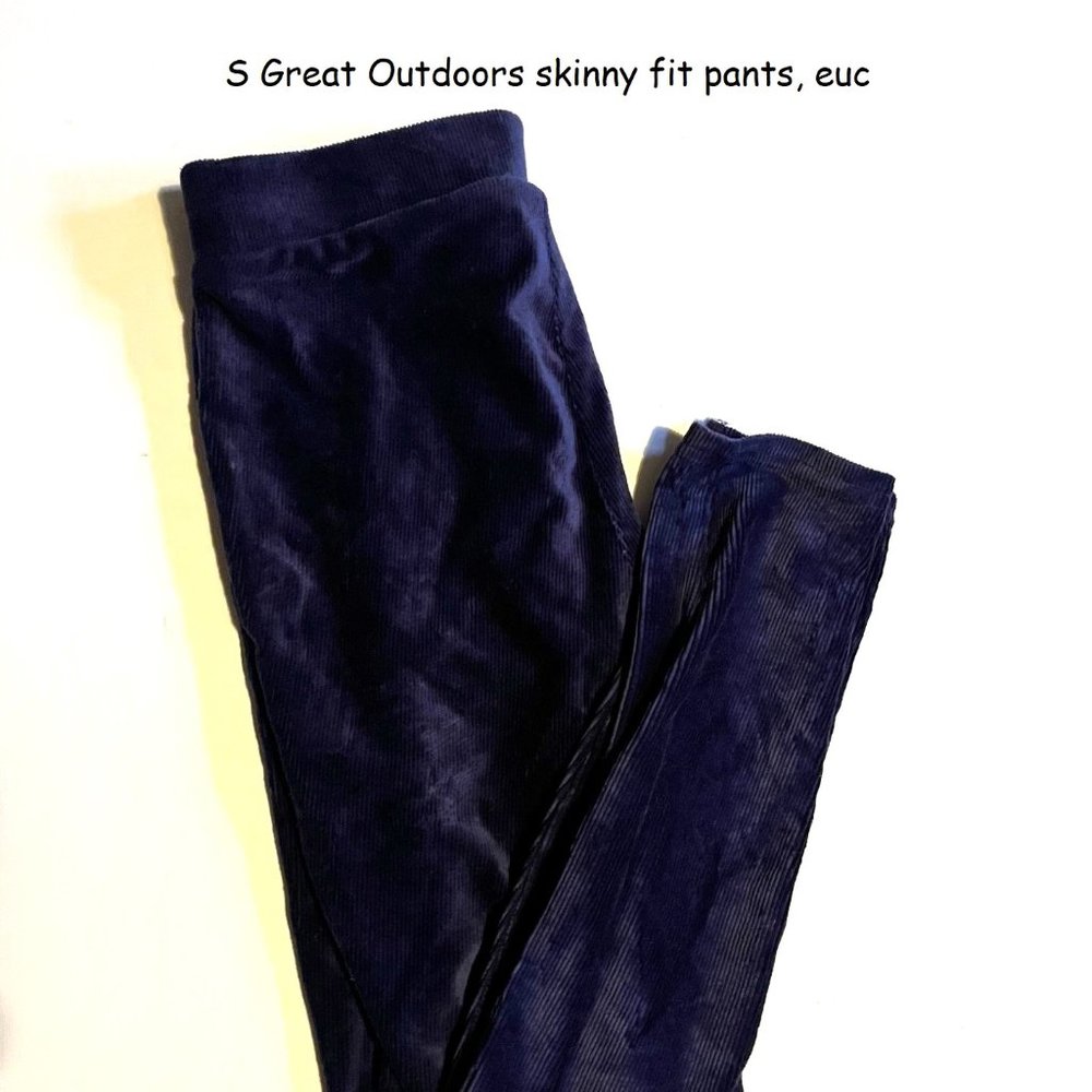 Small Lularoe Great Outdoors Skinny Fit Pants, navy blue, corduroy
